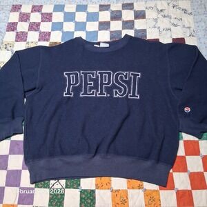 Vintage Pepsi Fleece Sweater Adult Size Large 90s Embroidered Spell Out